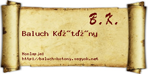 Baluch Kötöny névjegykártya